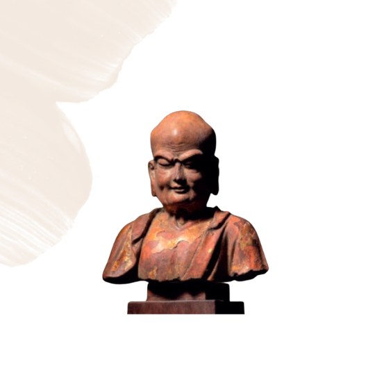 A gilt-lacquered wood bust of a luohan