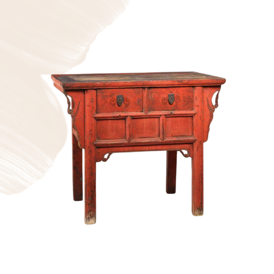 Red lacquered softwood altar table